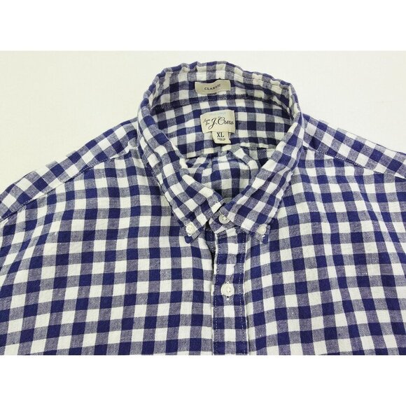 J. Crew Classic Baird Mcnutt Irish Linen Size XL Mens Blue White Check Shirt - Picture 11 of 11